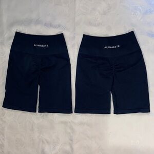 Bundle: 2 Alphalete Dark Blue Scrunch Bike Shorts